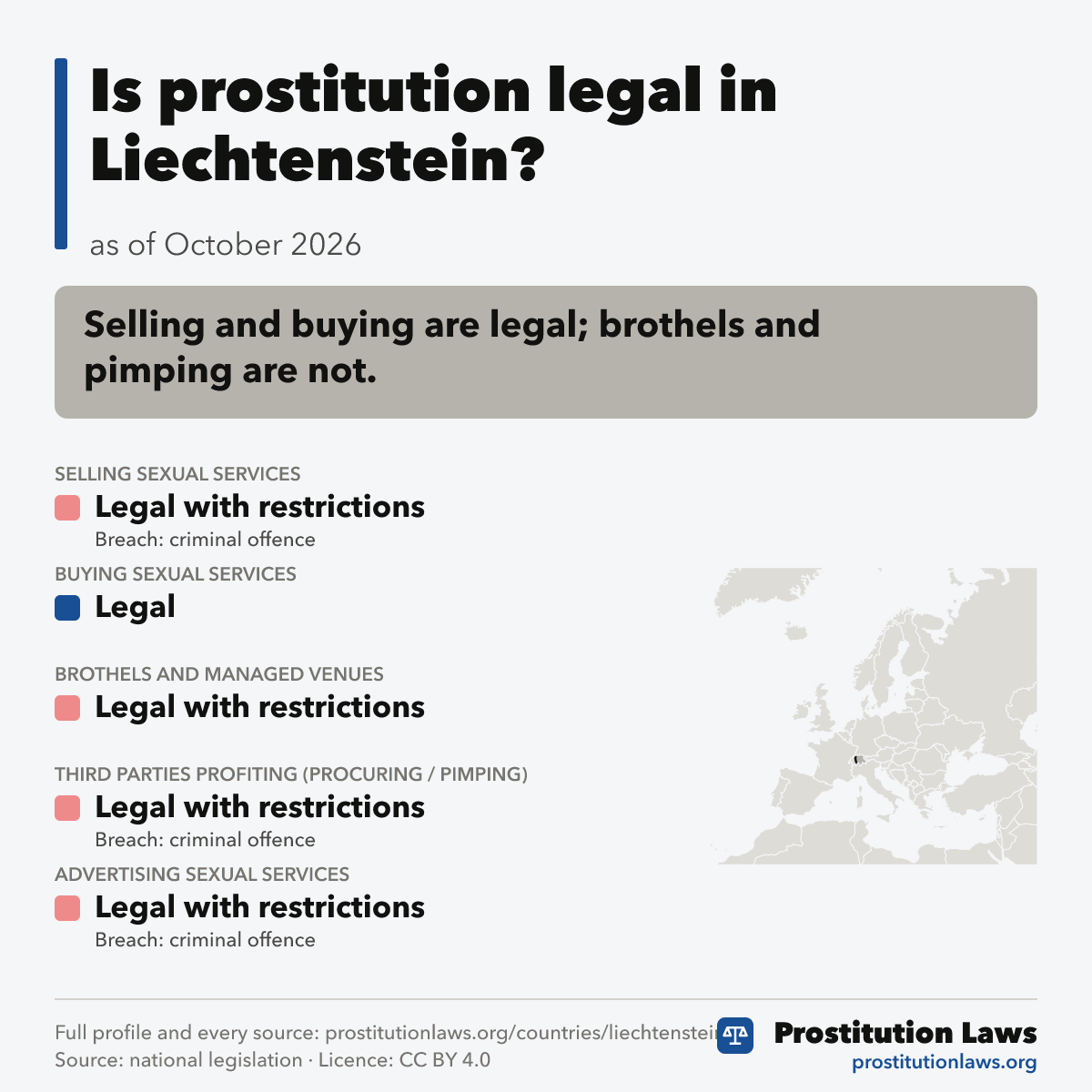 Liechtenstein: prostitution law at a glance