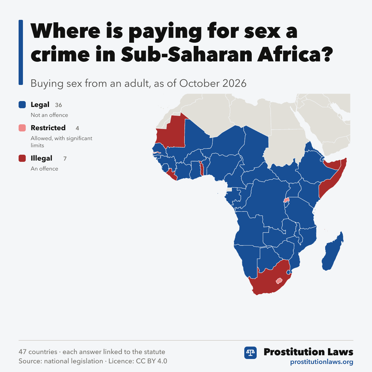 Map of Sub-Saharan Africa: where buying sex is an offence