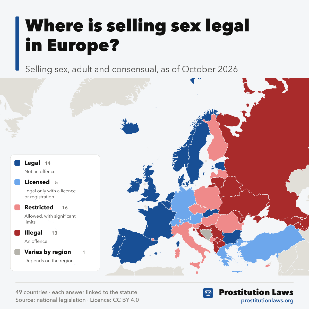 Map of Europe: where selling sex is legal