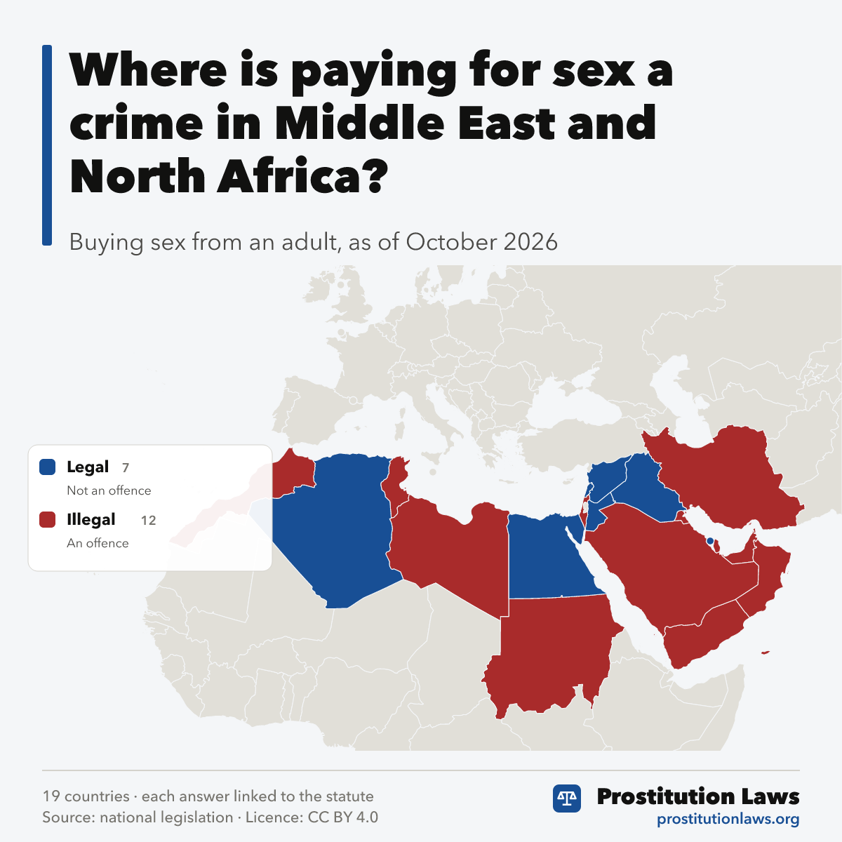Map of Middle East & North Africa: where buying sex is an offence