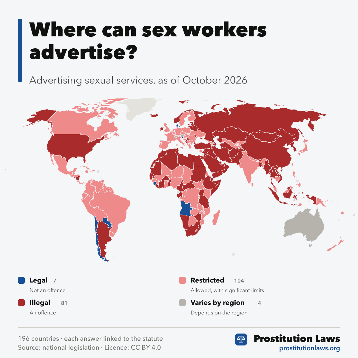 World map: where can sex workers advertise, by country